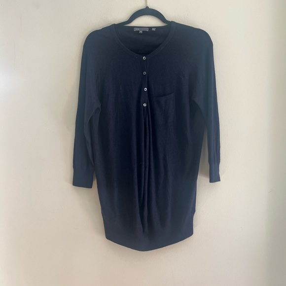 Vince woman’s navy button down knit sweater top - Picture 3 of 12